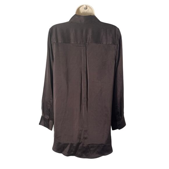 NWOT Soft Surroundings Silk Button Front Blouse Chocolate Brown Size M - Picture 2 of 7